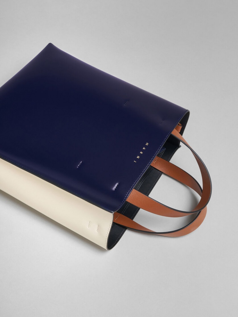 Marni Museo Small Bag Cuero Azules Blancos | GMXEC82845
