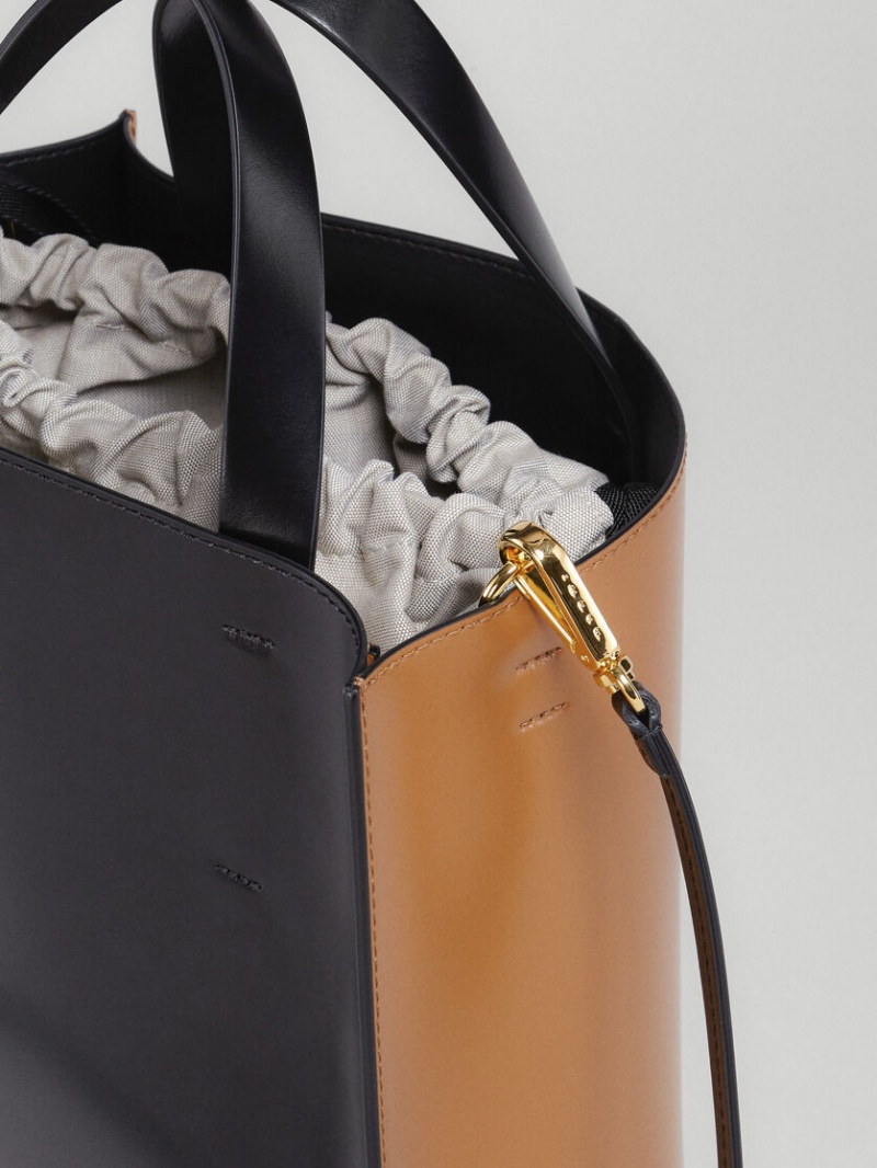 Marni Museo Small Bag Cuero Marrom Negros | MXXBR49068