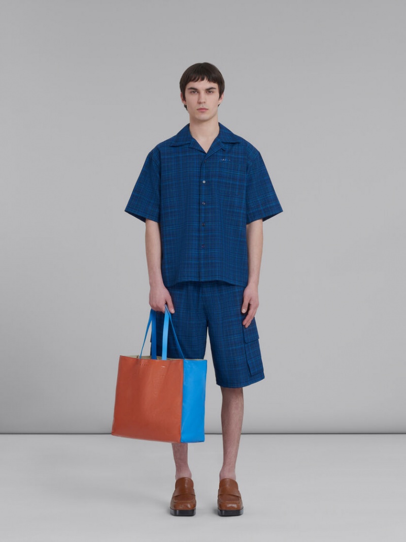 Marni Museo Soft Bag Cuero Marrom Azules | SMXVO46129