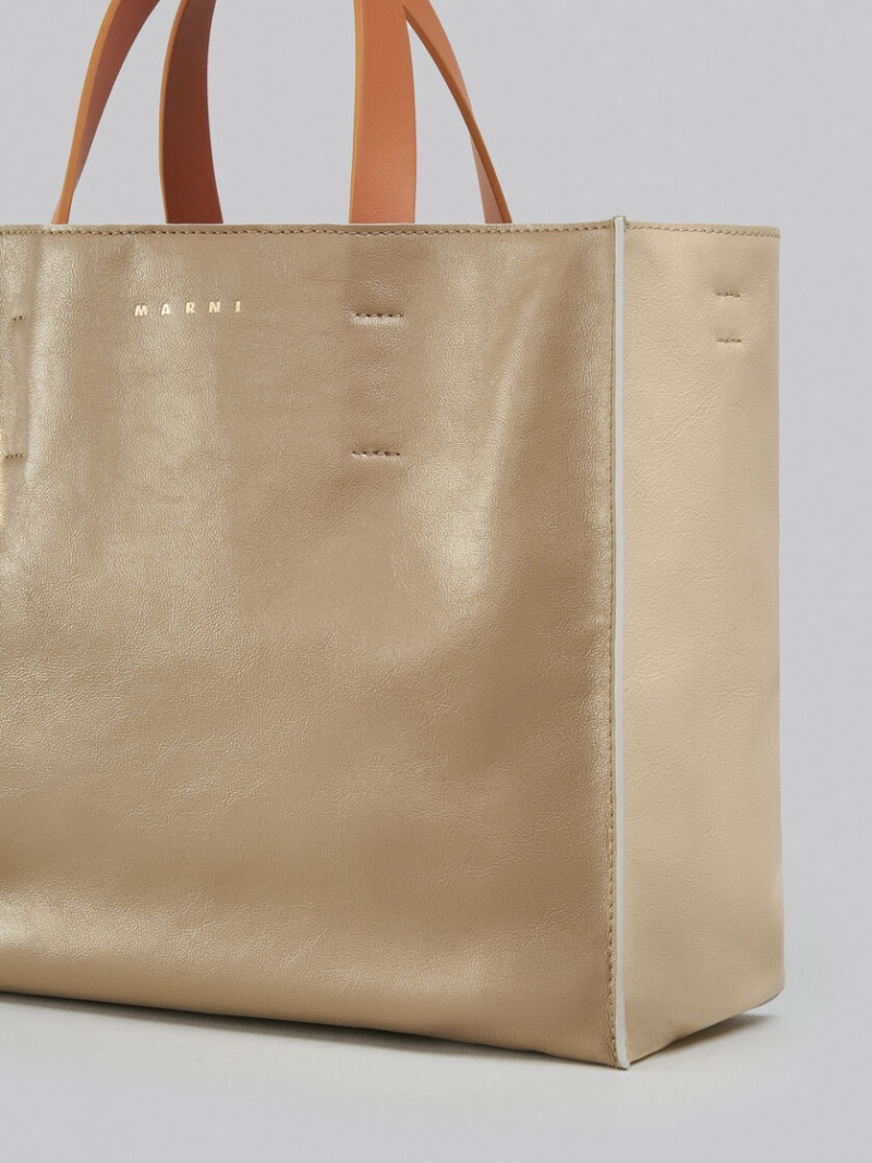 Marni Museo Soft Bag E/W Cuero Grises Verdes Beige | MXDFL65267