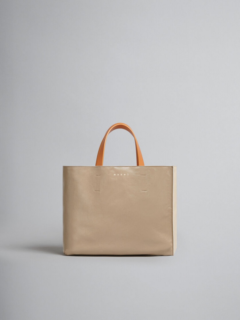 Marni Museo Soft Bag E/W Cuero Grises Verdes Beige | MXDFL65267
