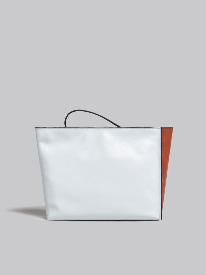 Marni Museo Soft Clutch Cuero Marrom Blancos Negros | QMXUV23350