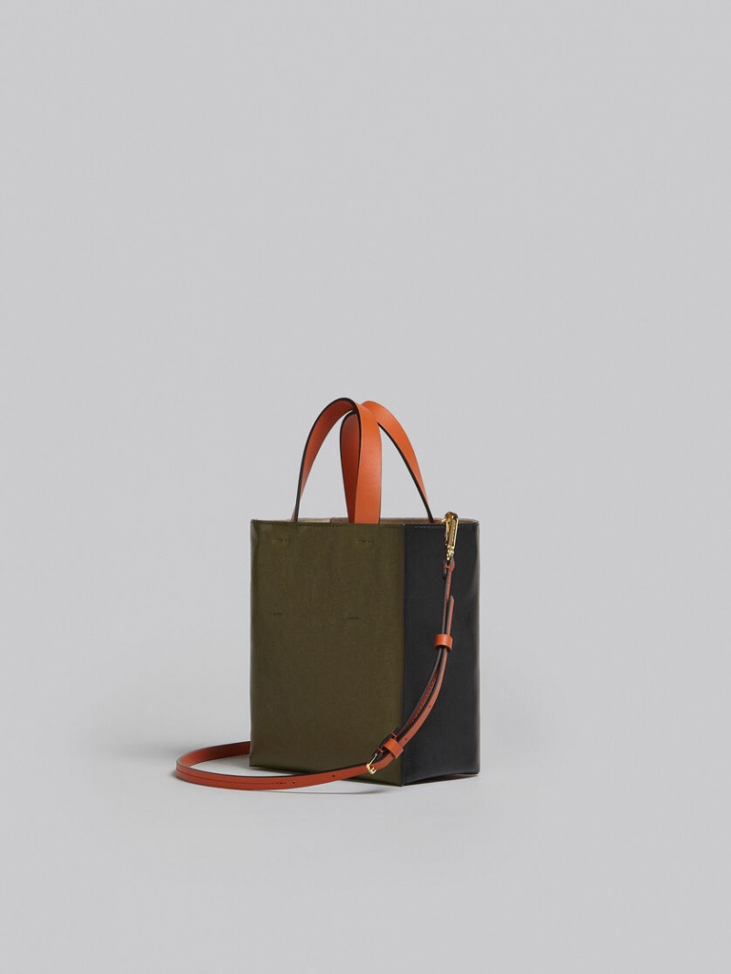 Marni Museo Soft Mini Bag Cuero Negros Verdes | LMXTR87025
