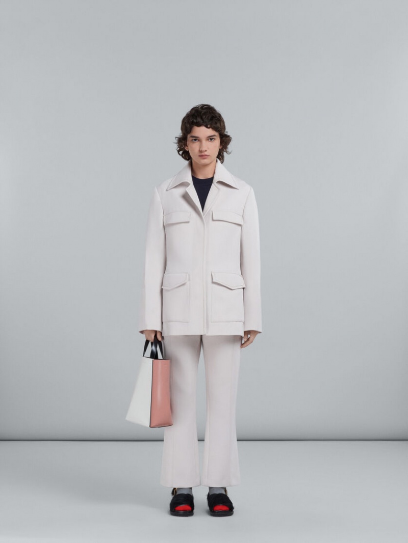 Marni Museo Soft Small Bag Cuero Blancos Rosas | PMXQX37440