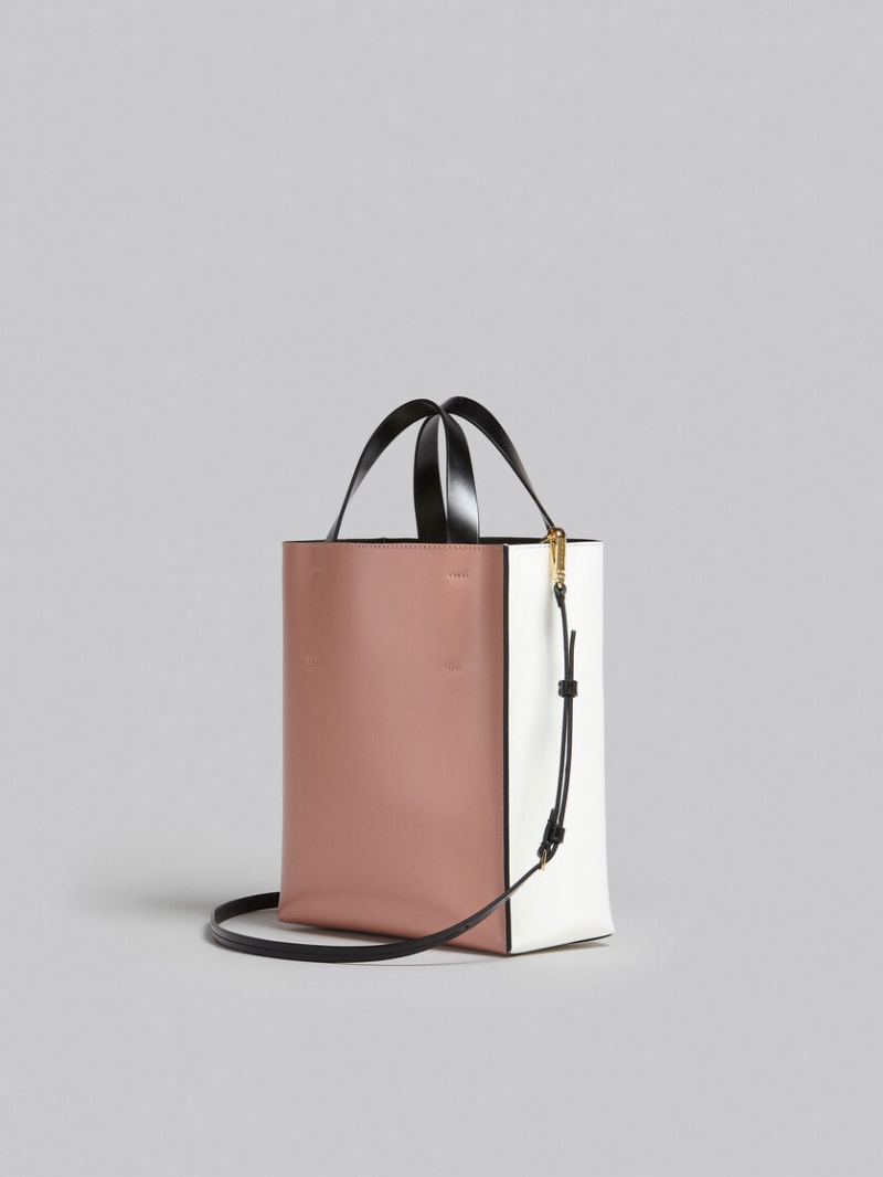 Marni Museo Soft Small Bag Cuero Blancos Rosas | PMXQX37440