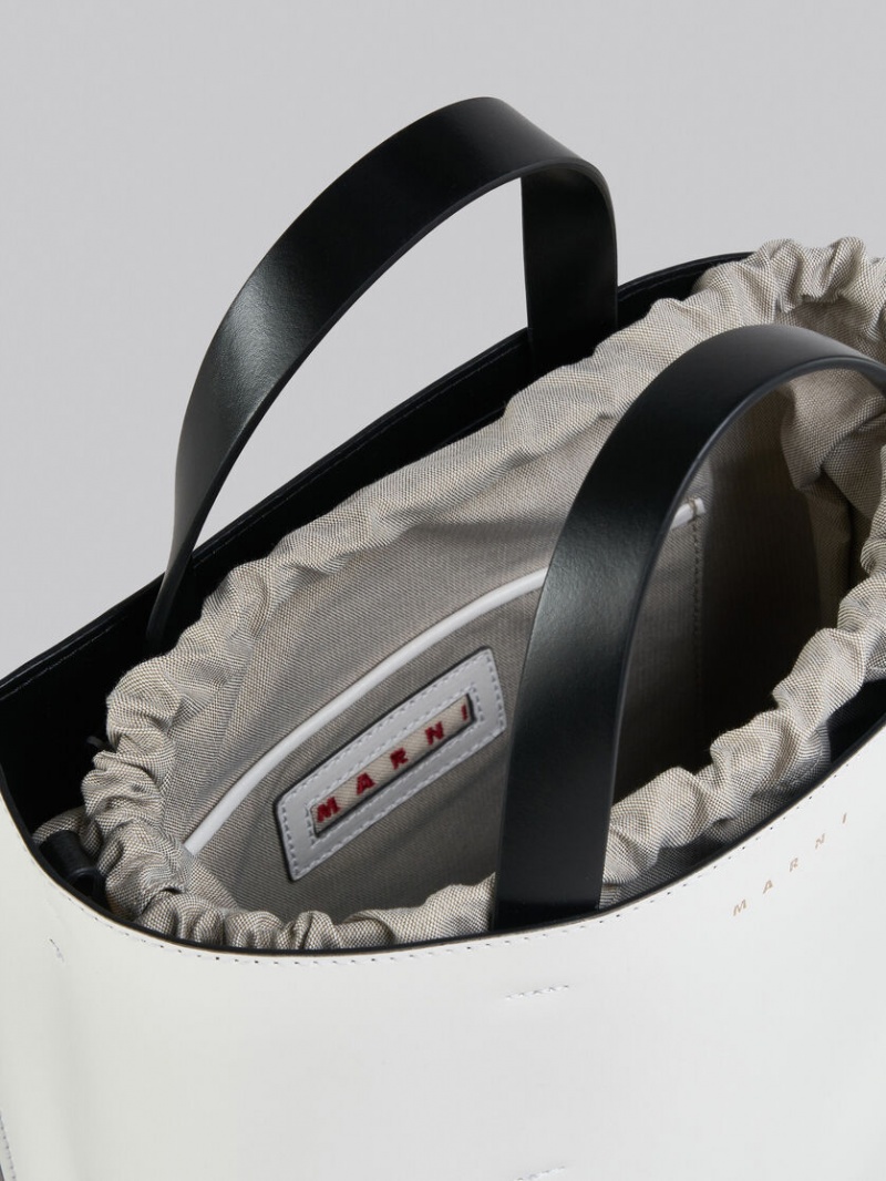 Marni Museo Soft Small Bag Cuero Blancos Rosas | PMXQX37440