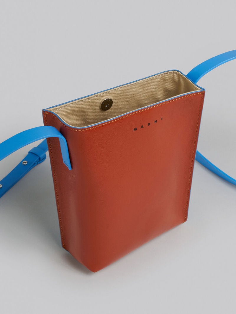 Marni Museo Soft Small Bag Cuero Marrom Azules | YMXGT62499