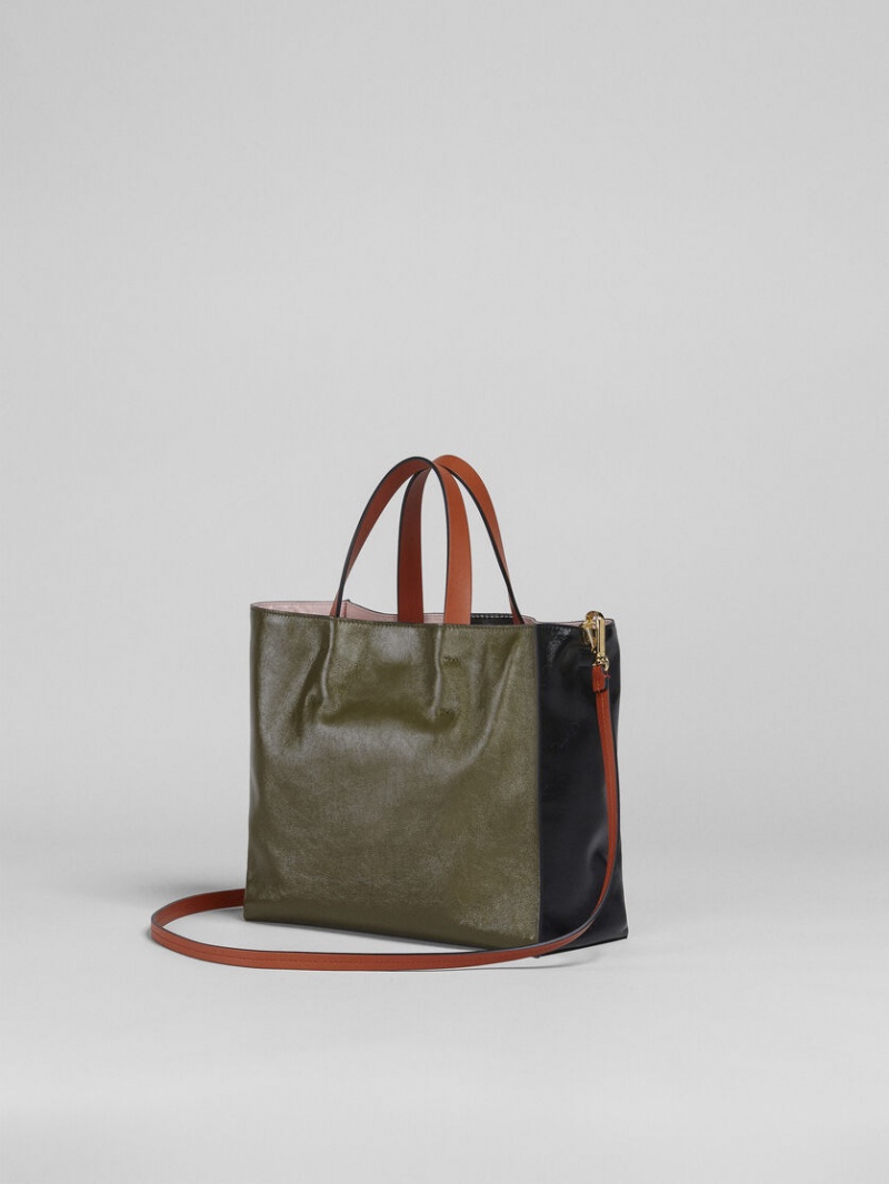 Marni Museo Soft Small Bag Cuero Negros Verdes Naranjas | BMXSD39826