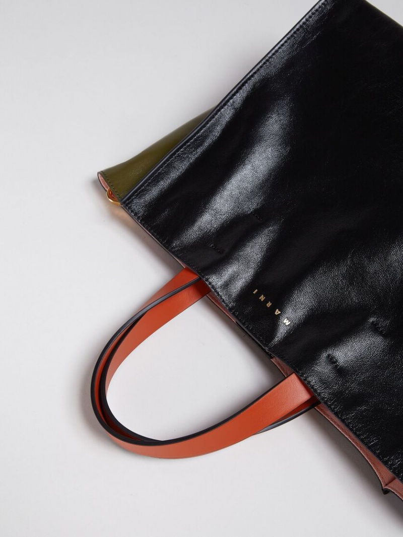 Marni Museo Soft Small Bag Cuero Negros Verdes Naranjas | BMXSD39826