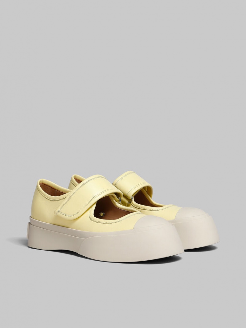 Marni Nappa Cuero Mary Jane Sneaker Amarillos Claro | SMXNY98609