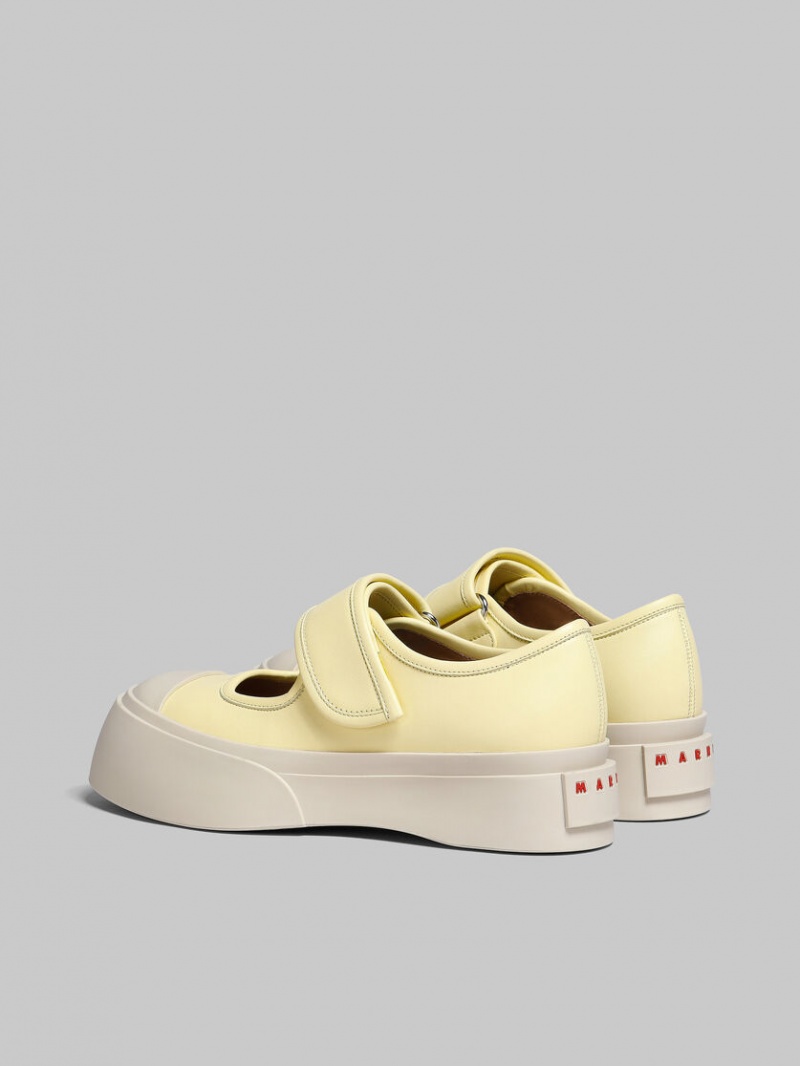 Marni Nappa Cuero Mary Jane Sneaker Amarillos Claro | SMXNY98609