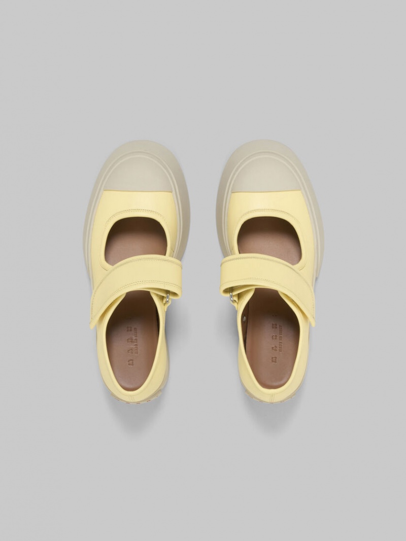 Marni Nappa Cuero Mary Jane Sneaker Amarillos Claro | SMXNY98609