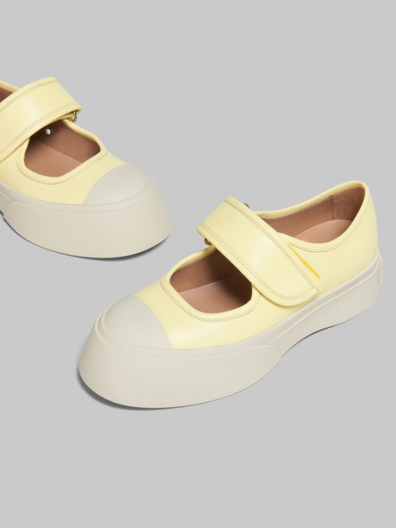 Marni Nappa Cuero Mary Jane Sneaker Amarillos Claro | SMXNY98609
