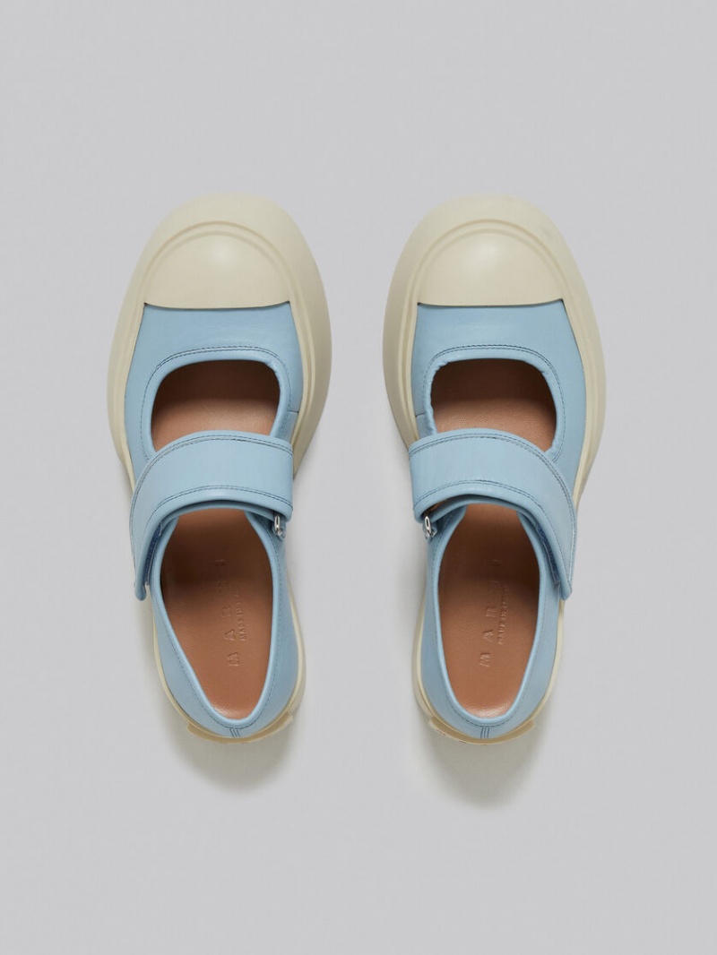 Marni Nappa Cuero Mary Jane Sneaker Azules Claro | UMXND36411
