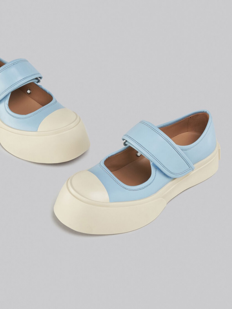 Marni Nappa Cuero Mary Jane Sneaker Azules Claro | UMXND36411