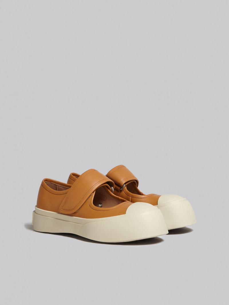 Marni Nappa Cuero Mary Jane Sneaker Marrom | MXZDE87914