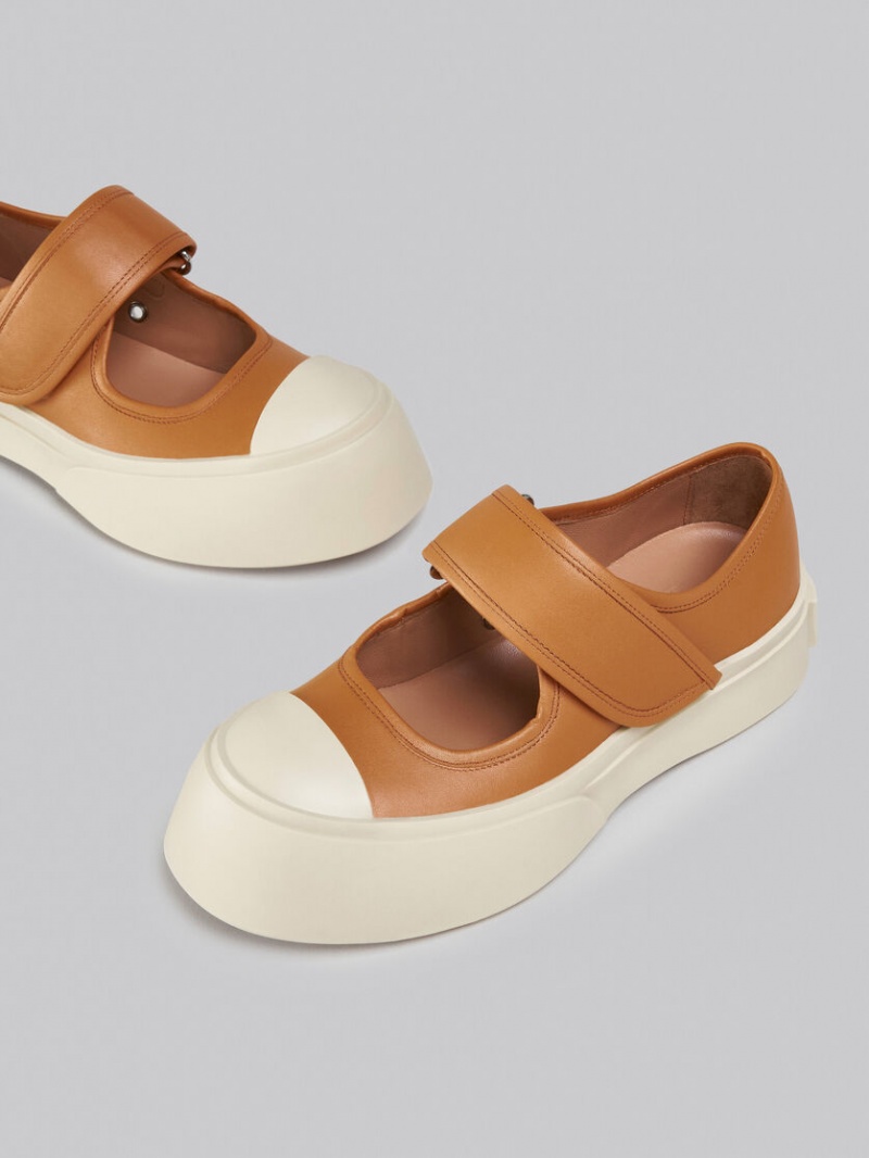 Marni Nappa Cuero Mary Jane Sneaker Marrom | MXZDE87914