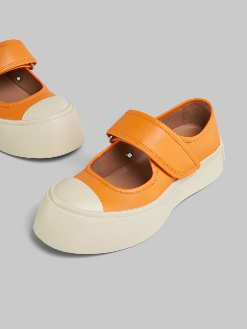 Marni Nappa Cuero Mary Jane Sneaker Naranjas | GMXEC56784
