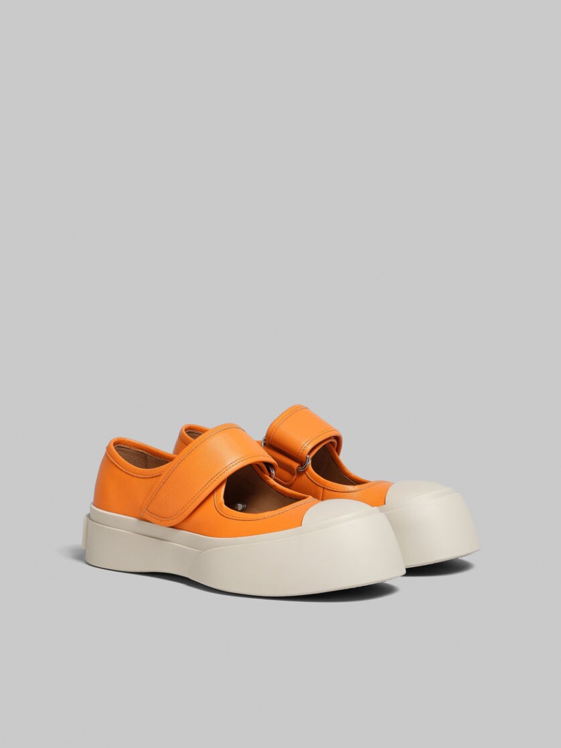Marni Nappa Cuero Mary Jane Sneaker Naranjas | DMXKV31246