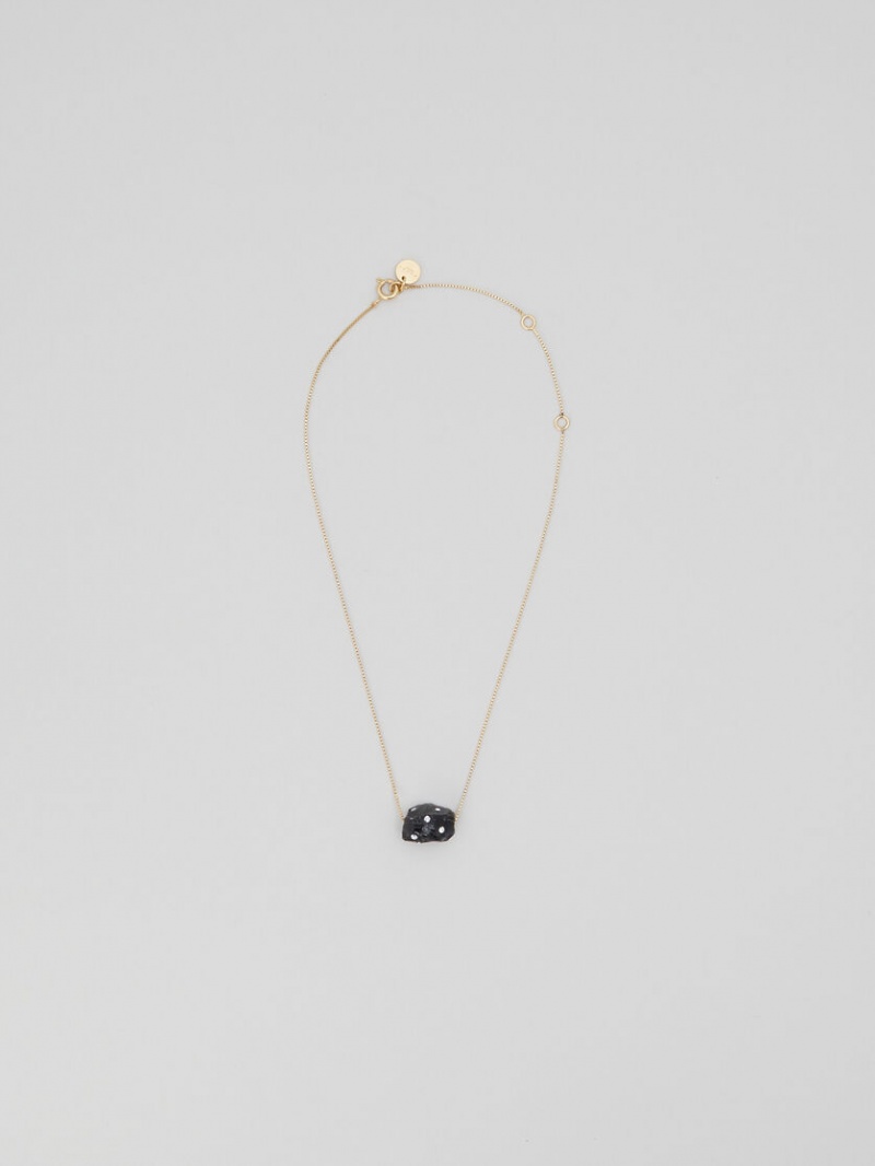 Marni Obsidian Single-stone Necklace With Rhinestone Polka Dots Negros Obsidian Grises | MXEAH14825