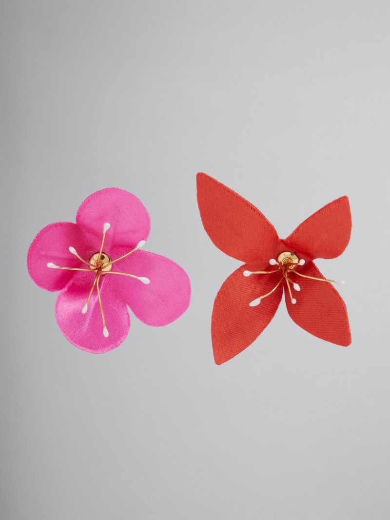 Marni Oversized Fabric Flower Stud Flores | MMXFT44451