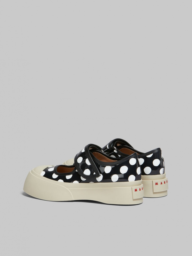 Marni Polka-dot Charol Cuero Pablo Mary Jane Negros Blancos | GMXUC67940