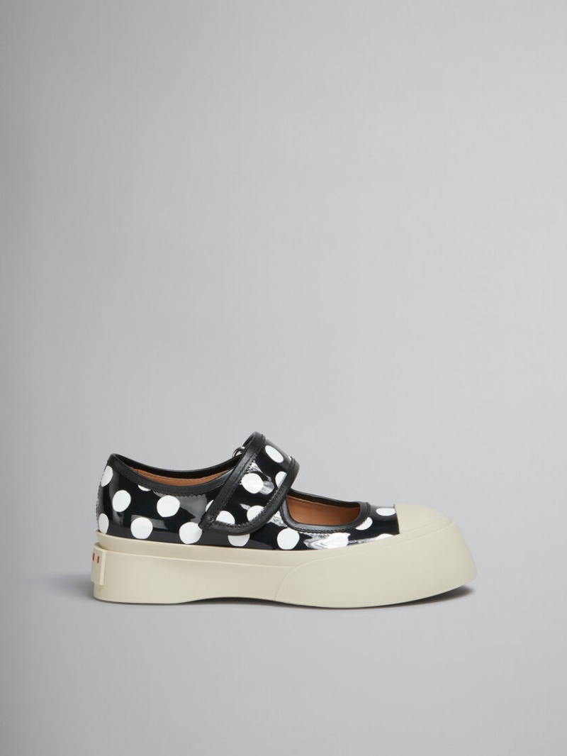 Marni Polka-dot Charol Cuero Pablo Mary Jane Negros Blancos | GMXUC67940