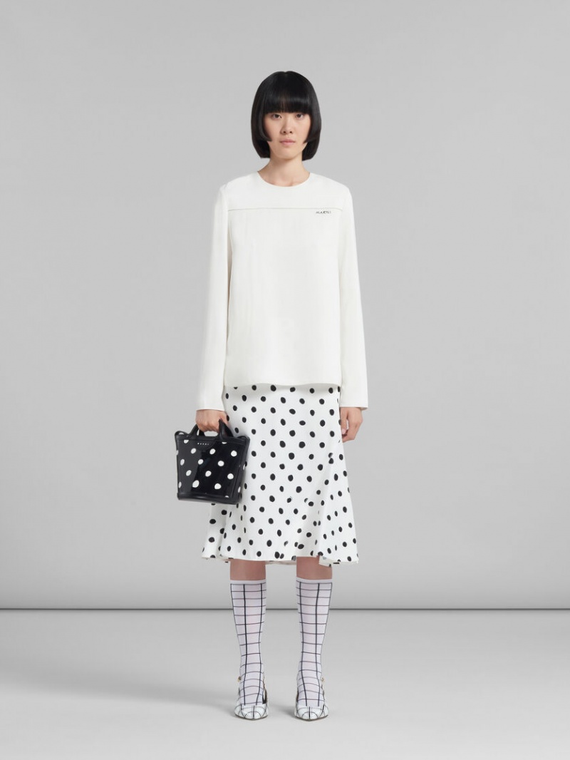 Marni Polka-dot Charol Cuero Tropicalia Mini Bucket Bag Negros Blancos | MXCVG34869