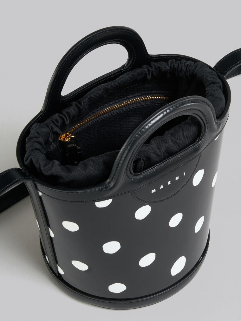 Marni Polka-dot Charol Cuero Tropicalia Mini Bucket Bag Negros Blancos | MXCVG34869
