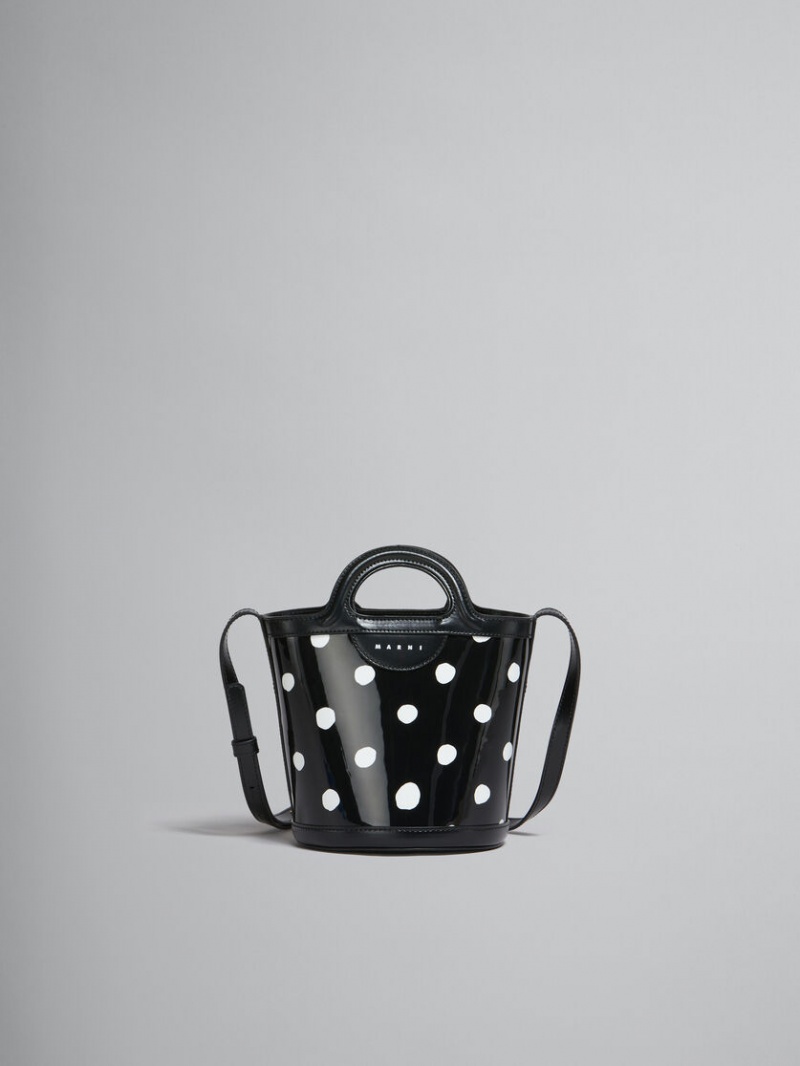 Marni Polka-dot Charol Cuero Tropicalia Mini Bucket Bag Negros Blancos | MXCVG34869