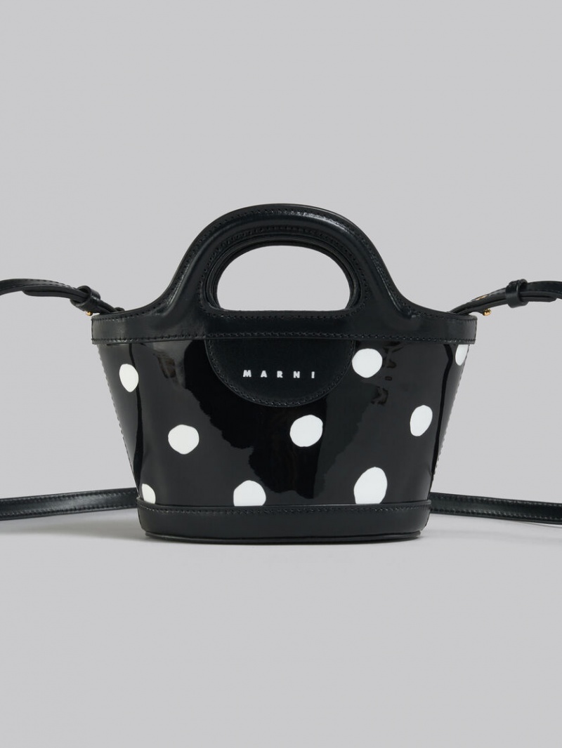Marni Polka-dot Charol Cuero Tropicalia Micro Bag Negros Blancos | YMXGT61280