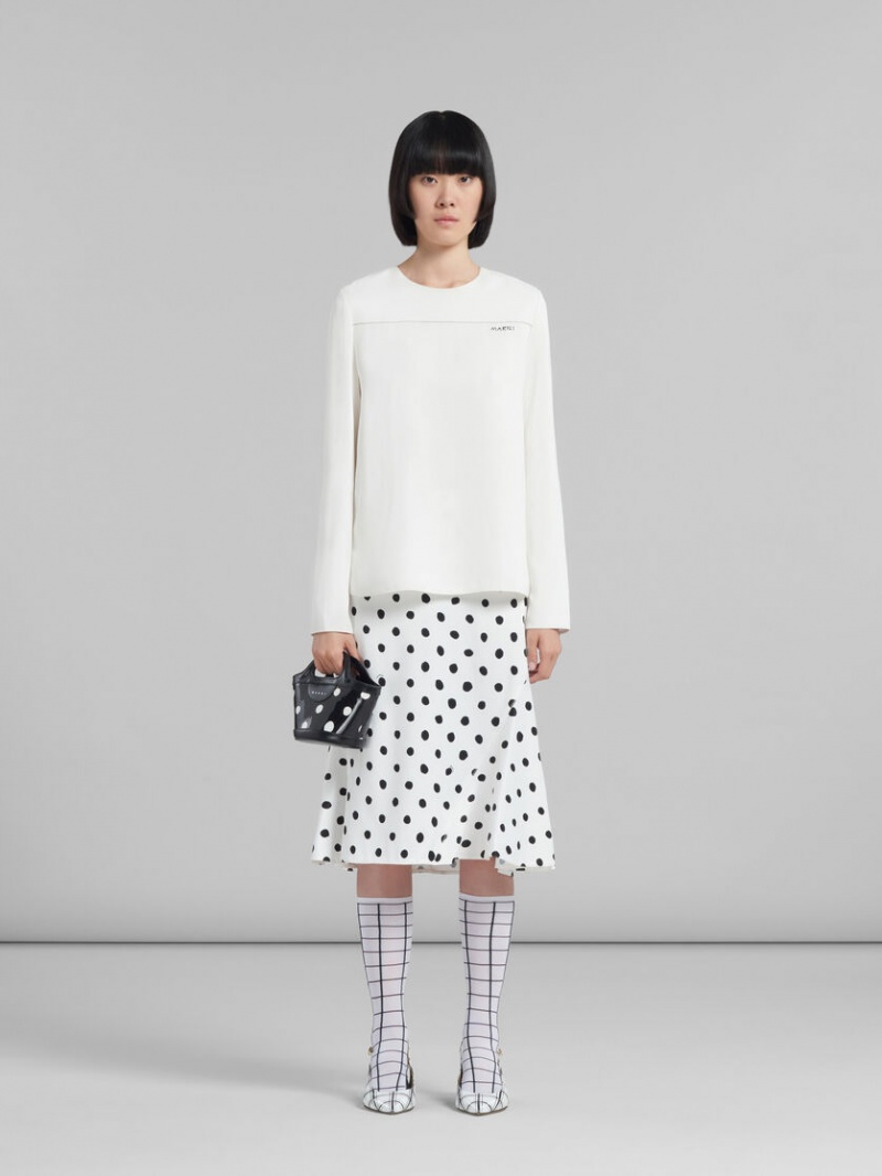 Marni Polka-dot Charol Cuero Tropicalia Micro Bag Negros Blancos | MXQAV98434