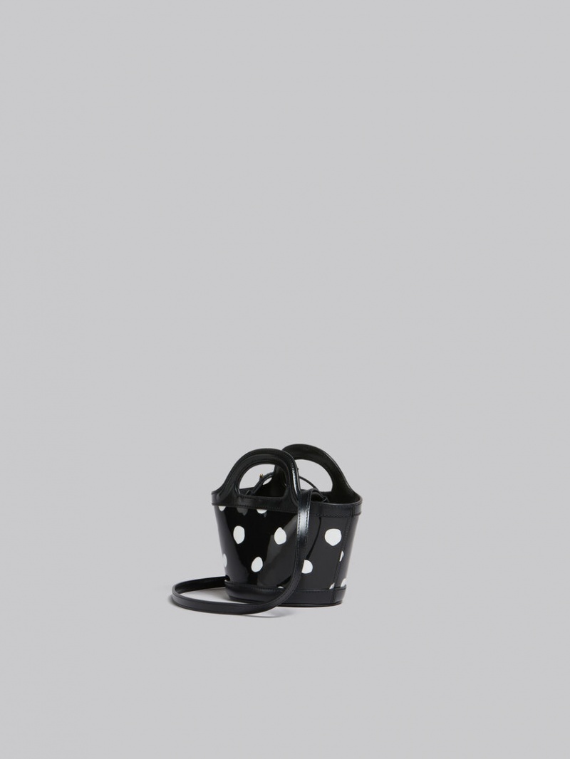 Marni Polka-dot Charol Cuero Tropicalia Micro Bag Negros Blancos | MXQAV98434