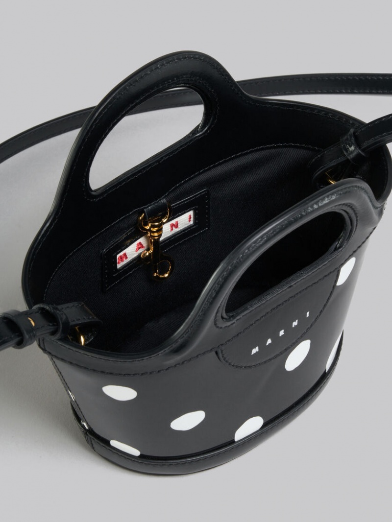 Marni Polka-dot Charol Cuero Tropicalia Micro Bag Negros Blancos | MXQAV98434