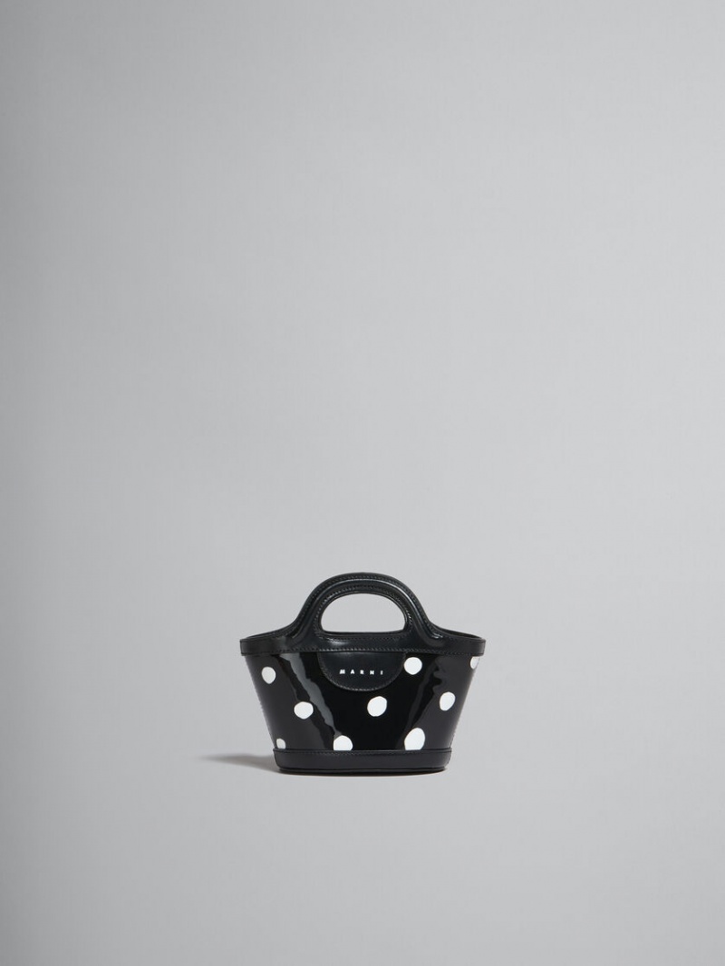 Marni Polka-dot Charol Cuero Tropicalia Micro Bag Negros Blancos | MXQAV98434