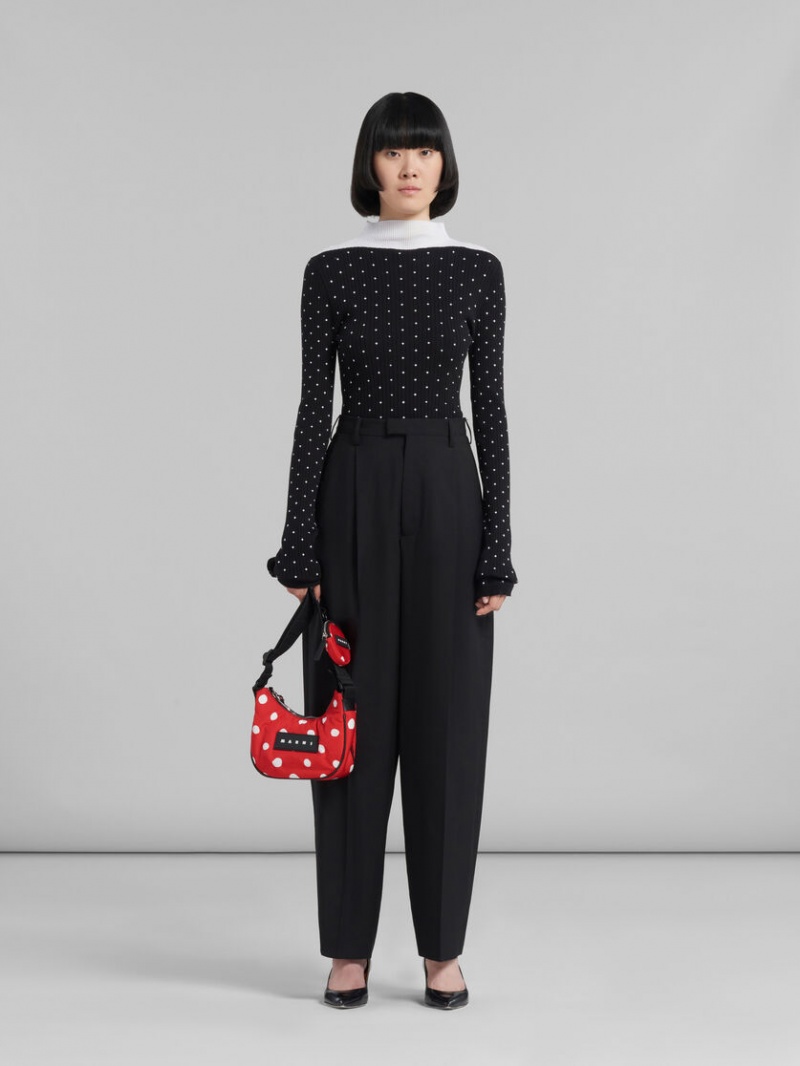 Marni Polka-dot Nylon Puff Hobo Small Bag Rojos | MXXBR18265