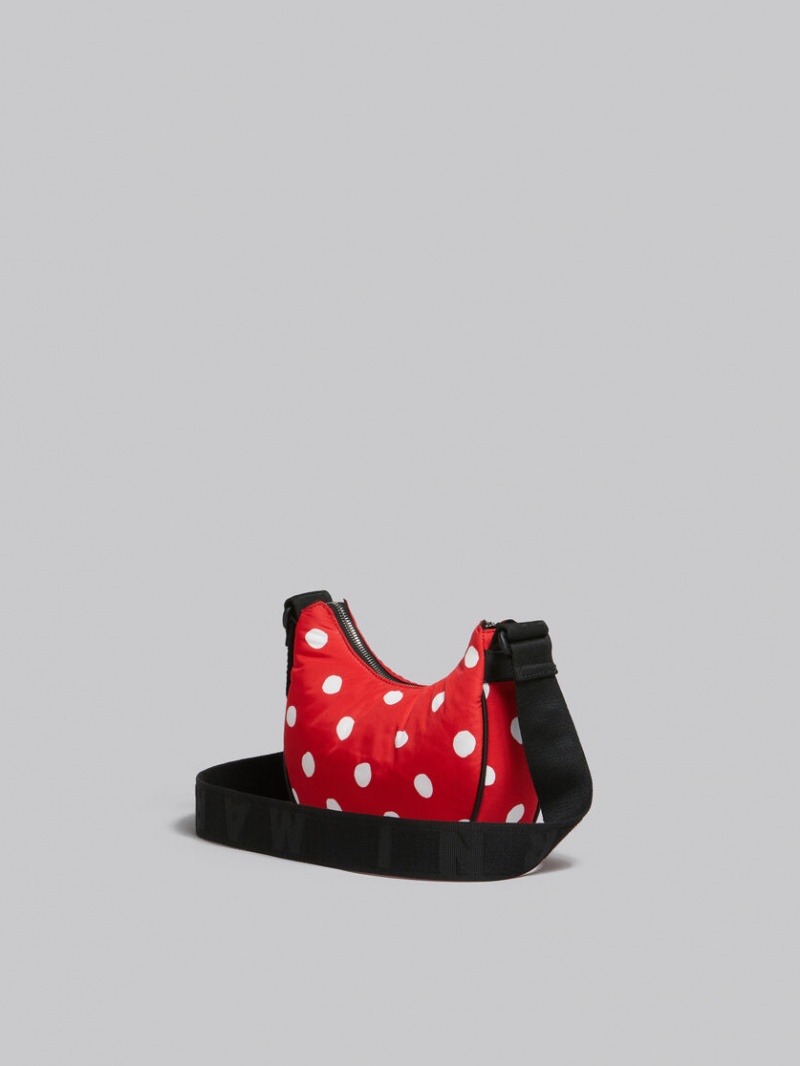 Marni Polka-dot Nylon Puff Hobo Small Bag Rojos | MXXBR18265