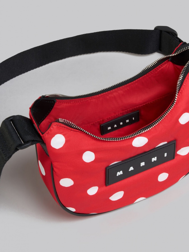 Marni Polka-dot Nylon Puff Hobo Small Bag Rojos | MXXBR18265