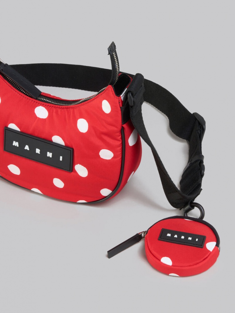 Marni Polka-dot Nylon Puff Hobo Small Bag Rojos | MXXBR18265