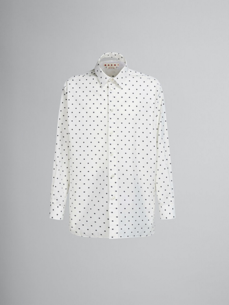 Marni Poplin Long-sleeved Shirt With Polka Dots Blancos | MXNEJ87141
