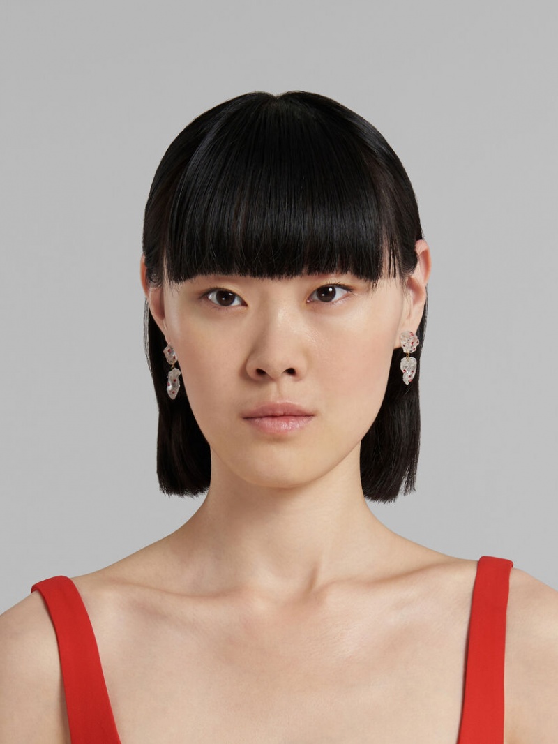 Marni Quartz Drop With Rhinestone Polka Dots Blancos | EMXHC23872