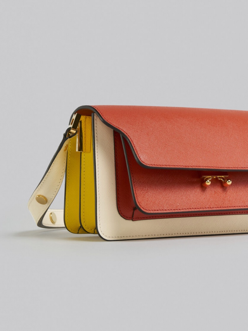 Marni Saffiano Cuero Ew Trunk Bag Marrom | MXNEJ37430