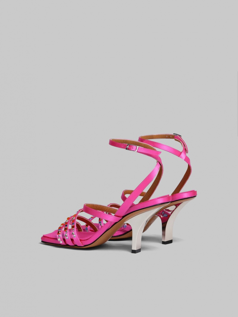 Marni Satin Tiras Sandal Fucsia | FMXUI11217