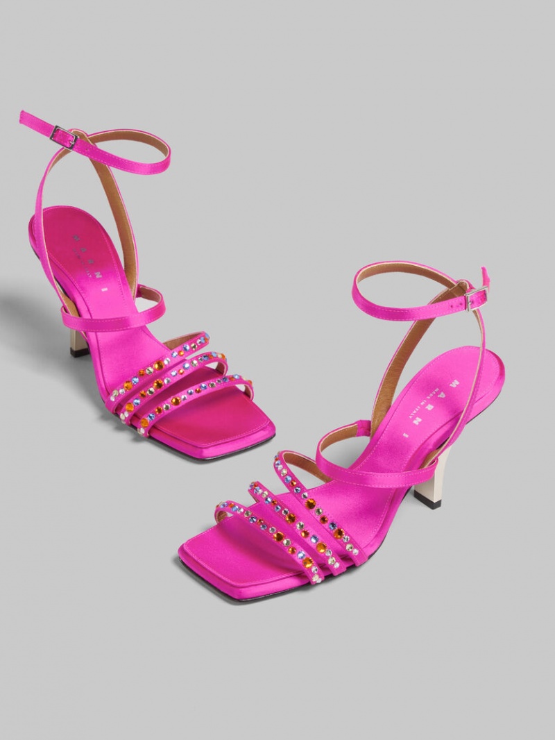 Marni Satin Tiras Sandal Fucsia | FMXUI11217