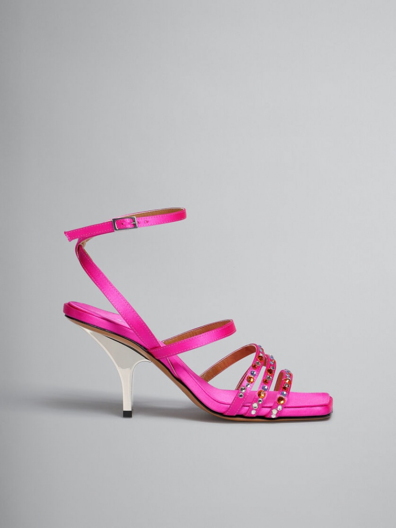 Marni Satin Tiras Sandal Fucsia | FMXUI11217