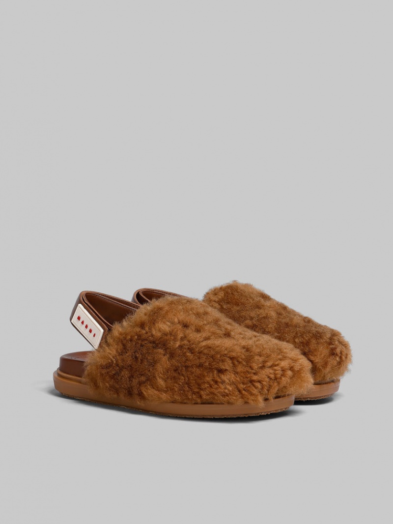 Marni Shearling Sabot Marrom | LMXSX69753