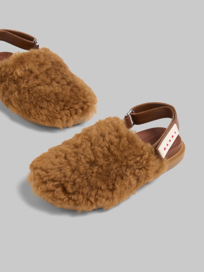 Marni Shearling Sabot Marrom | MXJKU68355