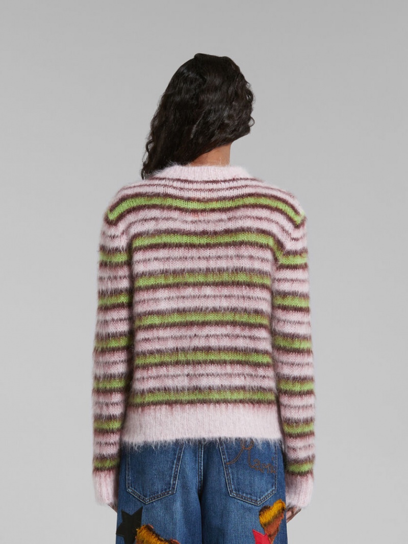 Marni Stripes Mohair And Lana Sueter Rosas Verdes | UMXTG56597