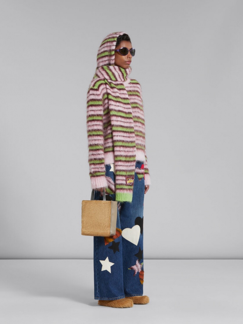 Marni Stripes Mohair And Lana Sueter Rosas Verdes | UMXTG56597