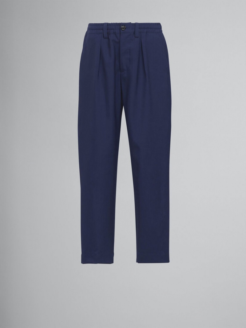 Marni Tropical Lana Cropped Pants Azules | EMXVG63481